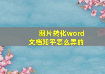 图片转化word文档知乎怎么弄的