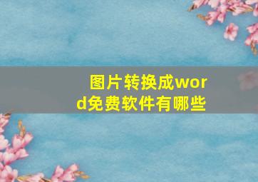 图片转换成word免费软件有哪些