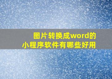 图片转换成word的小程序软件有哪些好用