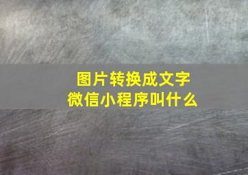 图片转换成文字微信小程序叫什么