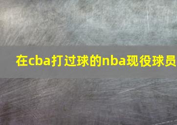 在cba打过球的nba现役球员