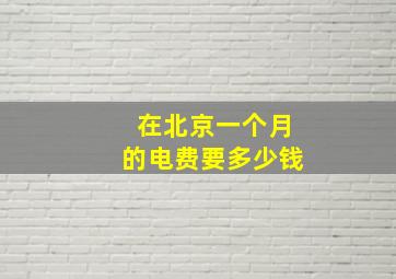 在北京一个月的电费要多少钱