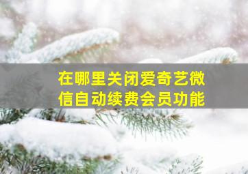 在哪里关闭爱奇艺微信自动续费会员功能