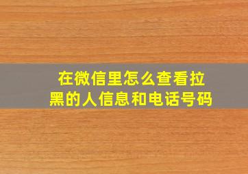 在微信里怎么查看拉黑的人信息和电话号码