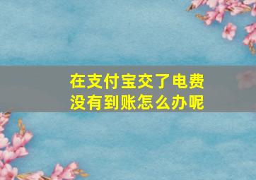 在支付宝交了电费没有到账怎么办呢