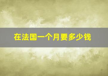 在法国一个月要多少钱