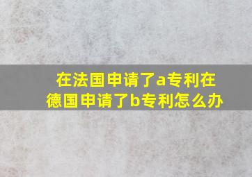 在法国申请了a专利在德国申请了b专利怎么办