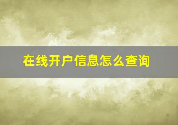 在线开户信息怎么查询