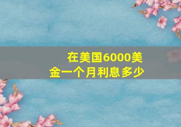 在美国6000美金一个月利息多少