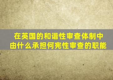 在英国的和谐性审查体制中由什么承担何宪性审查的职能