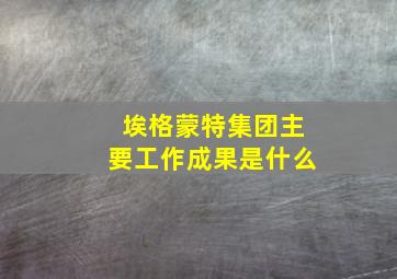 埃格蒙特集团主要工作成果是什么