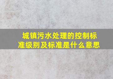 城镇污水处理的控制标准级别及标准是什么意思