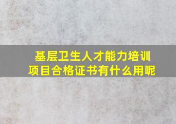 基层卫生人才能力培训项目合格证书有什么用呢