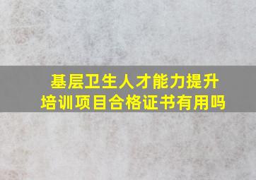 基层卫生人才能力提升培训项目合格证书有用吗