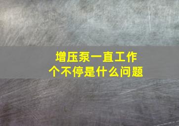 增压泵一直工作个不停是什么问题