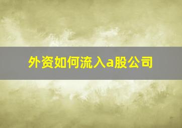 外资如何流入a股公司