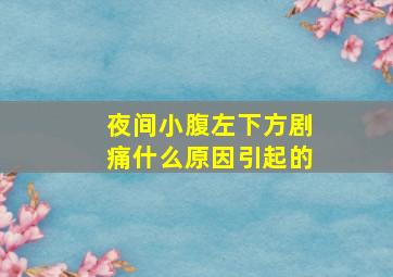 夜间小腹左下方剧痛什么原因引起的