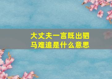 大丈夫一言既出驷马难追是什么意思