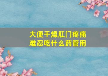 大便干燥肛门疼痛难忍吃什么药管用