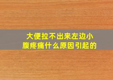 大便拉不出来左边小腹疼痛什么原因引起的