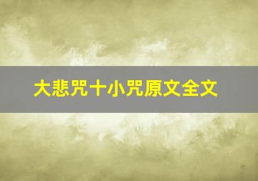 大悲咒十小咒原文全文