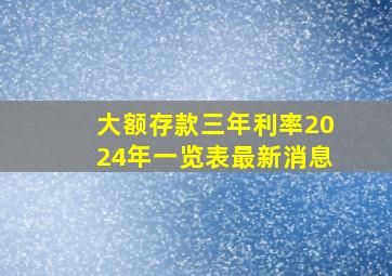 大额存款三年利率2024年一览表最新消息