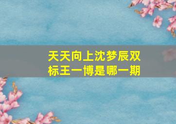 天天向上沈梦辰双标王一博是哪一期