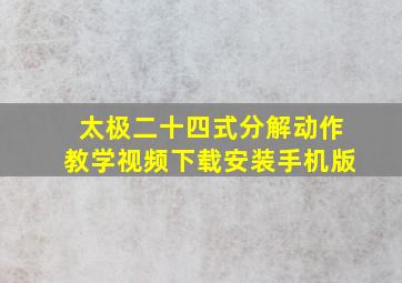 太极二十四式分解动作教学视频下载安装手机版