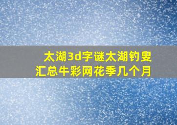 太湖3d字谜太湖钓叟汇总牛彩网花季几个月