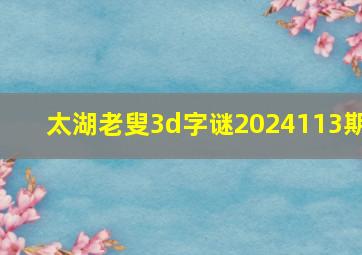 太湖老叟3d字谜2024113期