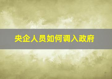 央企人员如何调入政府