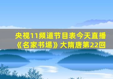 央视11频道节目表今天直播《名家书埸》大隋唐第22回