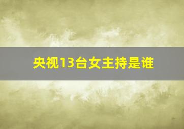 央视13台女主持是谁