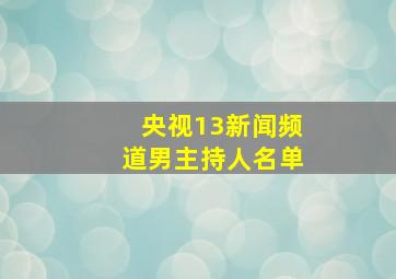 央视13新闻频道男主持人名单