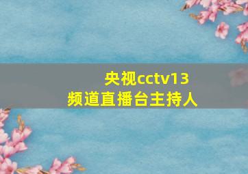 央视cctv13频道直播台主持人