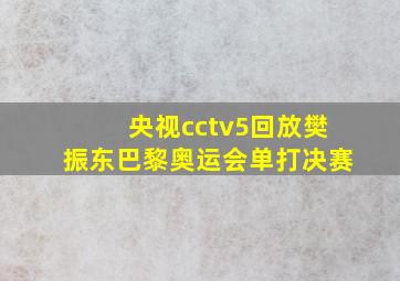 央视cctv5回放樊振东巴黎奥运会单打决赛