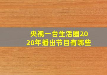 央视一台生活圈2020年播出节目有哪些