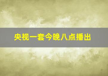 央视一套今晚八点播出