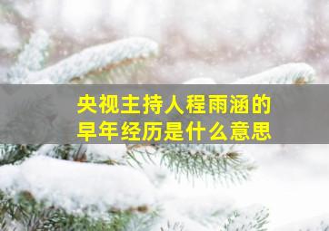 央视主持人程雨涵的早年经历是什么意思