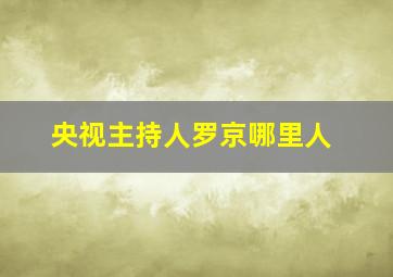 央视主持人罗京哪里人