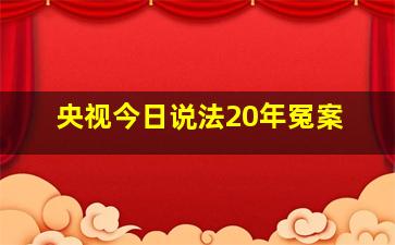 央视今日说法20年冤案