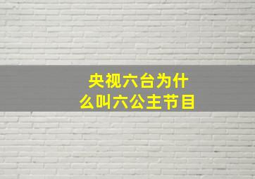 央视六台为什么叫六公主节目