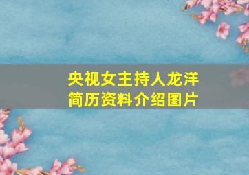 央视女主持人龙洋简历资料介绍图片