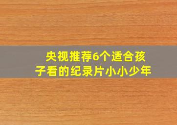 央视推荐6个适合孩子看的纪录片小小少年