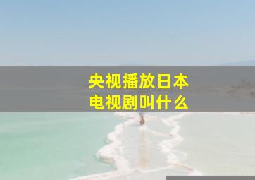 央视播放日本电视剧叫什么