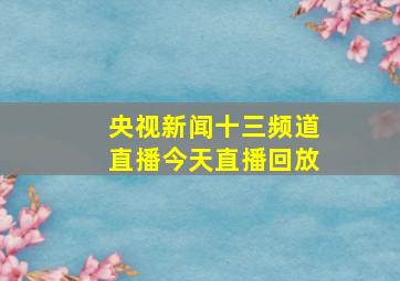 央视新闻十三频道直播今天直播回放