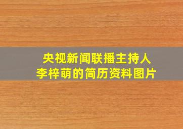 央视新闻联播主持人李梓萌的简历资料图片