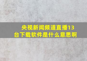 央视新闻频道直播13台下载软件是什么意思啊