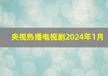 央视热播电视剧2024年1月