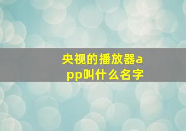 央视的播放器app叫什么名字